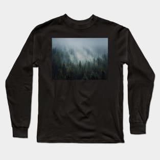 Sunlit foggy fir forest Long Sleeve T-Shirt